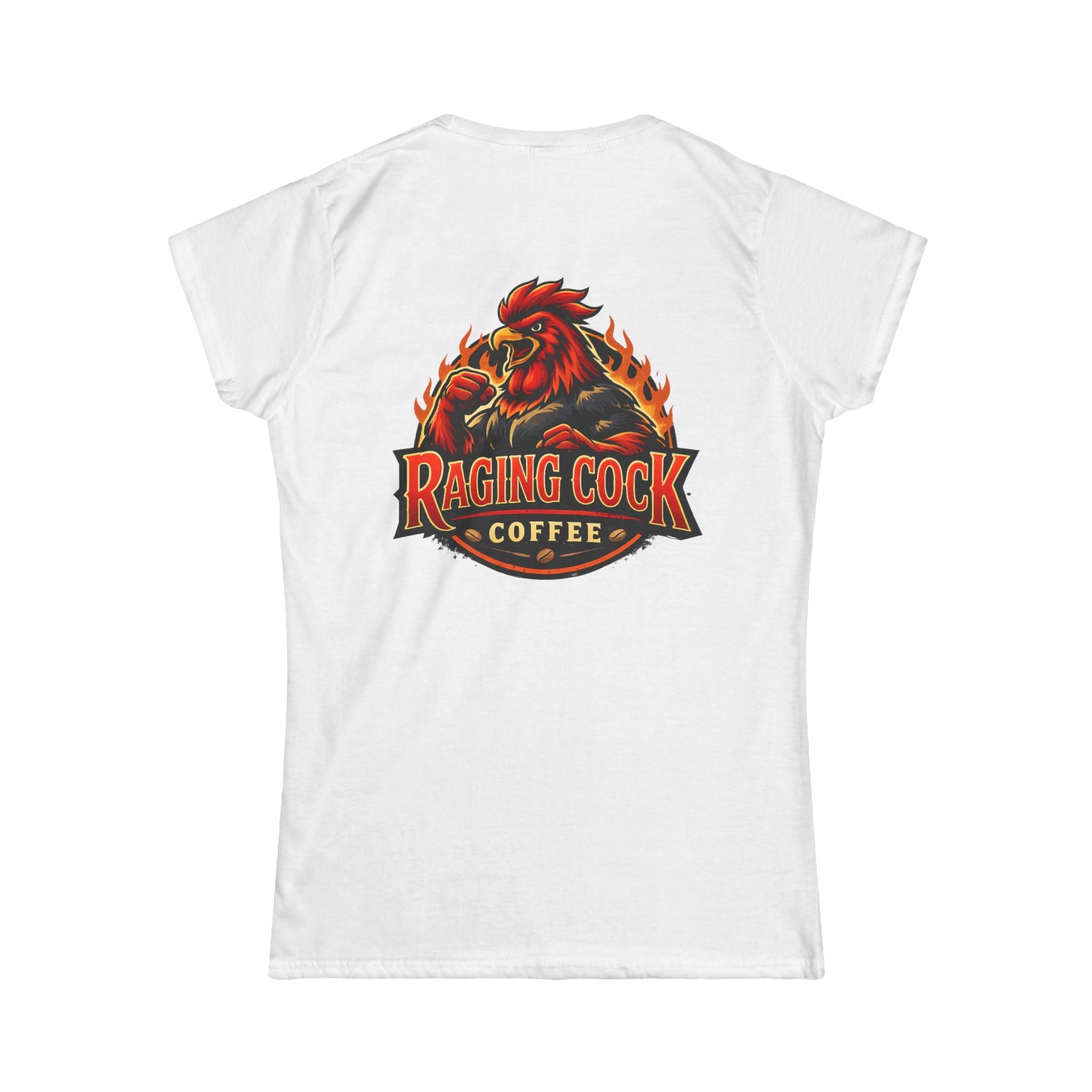 Raging Cock Coffee Women's Tee — Fiery Rooster Logo Shirt