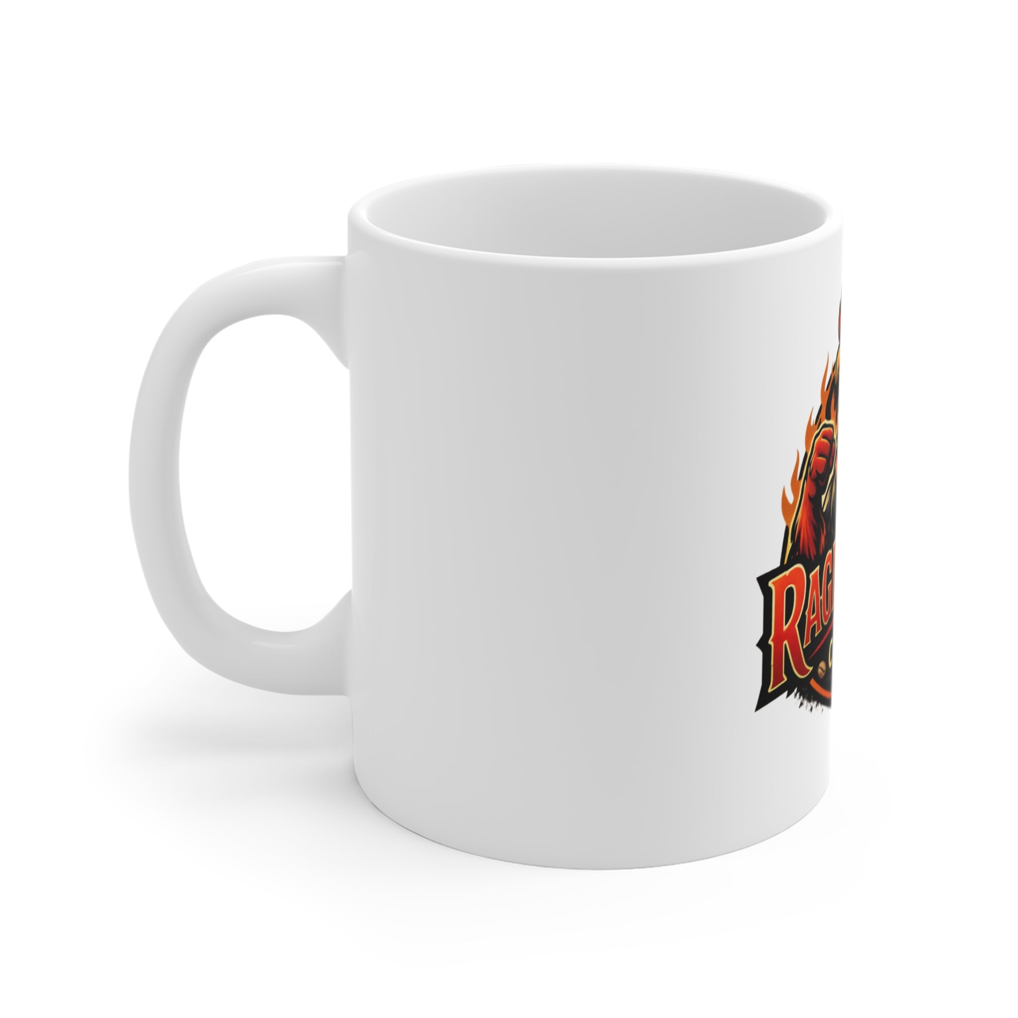 Raging Cock Coffee Mug – 11oz Bold Rooster Logo Ceramic Coffee Cup